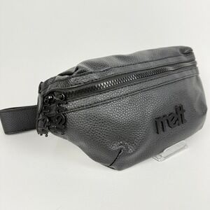 Melt Y2K Black Faux Leather Fanny Pack Waist Bag Belt Bag Festival Bum Bag